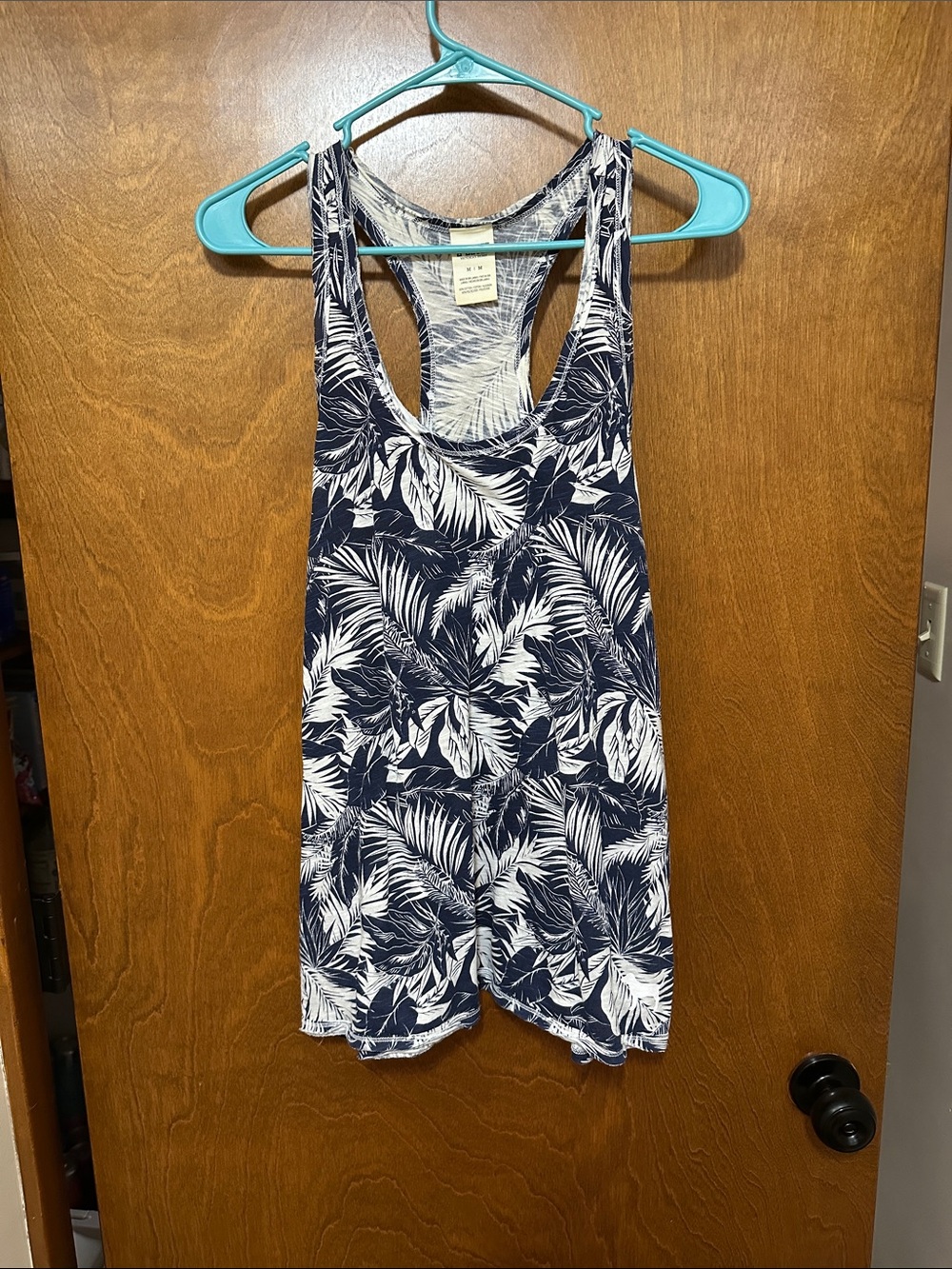 PINK Victoria's Secret Navy and White Tropical Racerback Tank